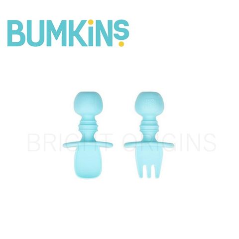 美國 Bumkins 矽膠湯叉組(水藍)