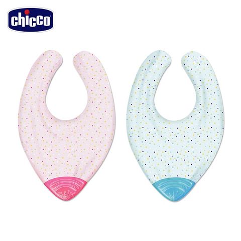 chicco 2合1棉織圍兜固齒器