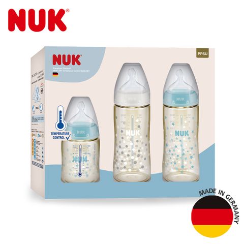NUK PPSU感溫奶瓶禮盒-300ml*2+150ml*1) (PPSU感溫奶瓶/彌月禮盒/奶瓶組合)