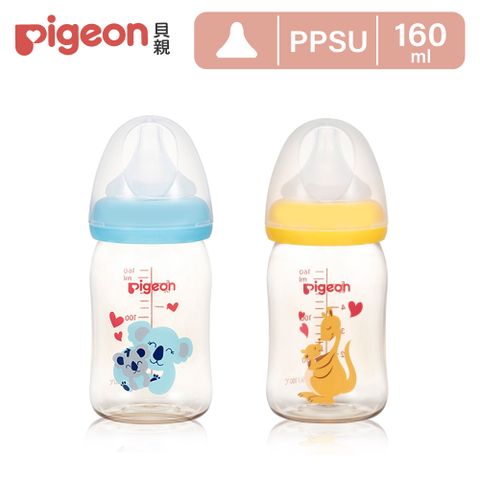 Pigeon 貝親 寬口母 乳實感PPSU彩繪奶瓶160ml(2款)