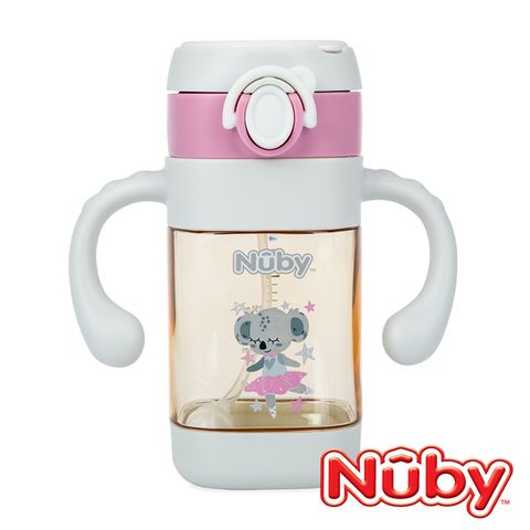 Nuby PPSU學飲杯(粗吸管)/300ml-無尾熊