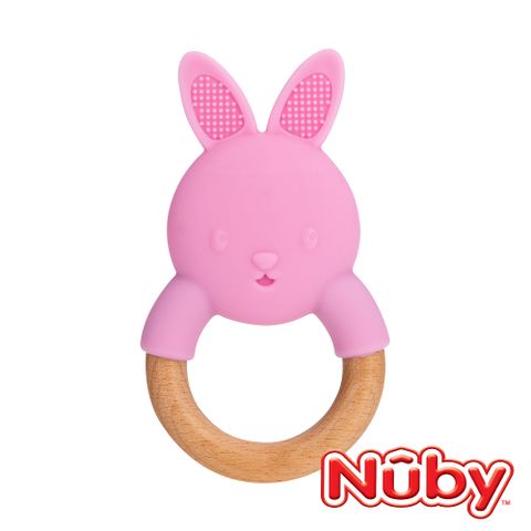 Nuby 矽膠造型櫸木固齒器-小兔兔