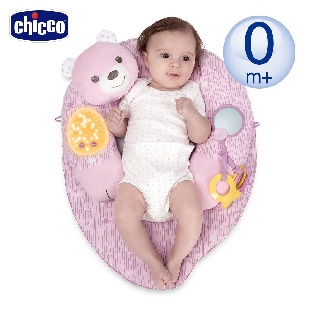 chicco 四合一晚安熊聲光遊戲墊-粉紅