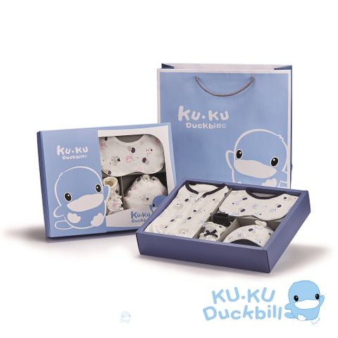 《KUKU酷咕鴨》夢想氣球懶人包巾彌月禮盒7件組(藍/粉)