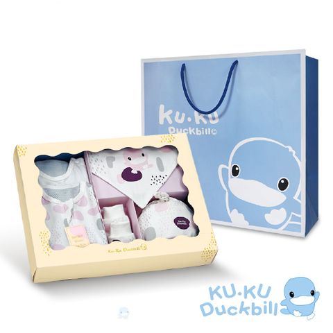 《KUKU酷咕鴨》超好眠洞洞懶人包巾旗艦彌月禮盒6件組(藍/粉)