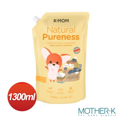 MOTHER-K 韓國 有機植萃嬰幼兒柔軟精 清新氣息(補充包) 1300ml