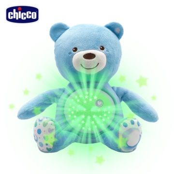 chicco 彩虹投射甜蜜晚安熊-粉藍