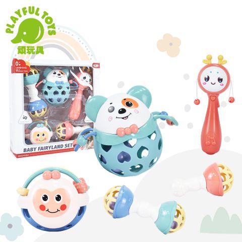 Playful Toys 頑玩具 軟膠搖鈴組 新生兒禮盒 可水洗 抓握訓練 寶寶安撫 嬰兒玩具 彌月禮物