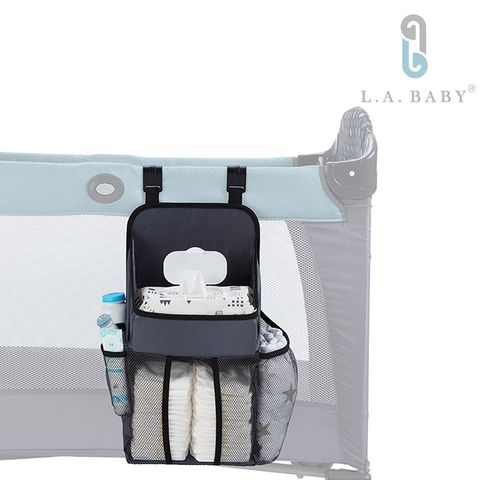 【L.A. Baby】置物收納袋 遊戲床專用(灰色)
