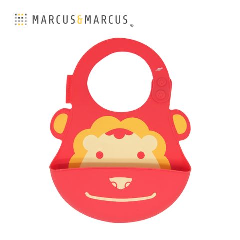 MARCUS & MARCUS Marcus&Marcus 動物樂園矽膠立體圍兜-獅子(紅)