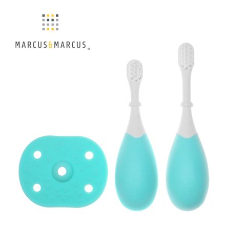 MARCUS & MARCUS MARCUSMARCUS　3階段手握訓練學習牙刷組-湖水綠培養寶寶呵護口腔衛生的好觀念