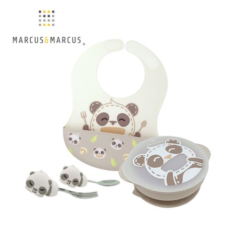 MARCUS & MARCUS MARCUSMARCUS　幼兒自主學習餐具3件組-貓熊款 鮮明可愛造型讓寶貝用餐時擁有快樂好心情