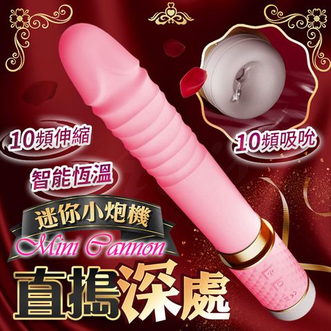 Sex Toys 樂逗 恆溫伸縮吸吮 迷你炮機 按摩棒-粉色