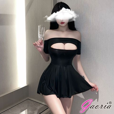 Gaoria｜花漾情慾｜平口肩挖空美胸睡裙 情趣睡衣