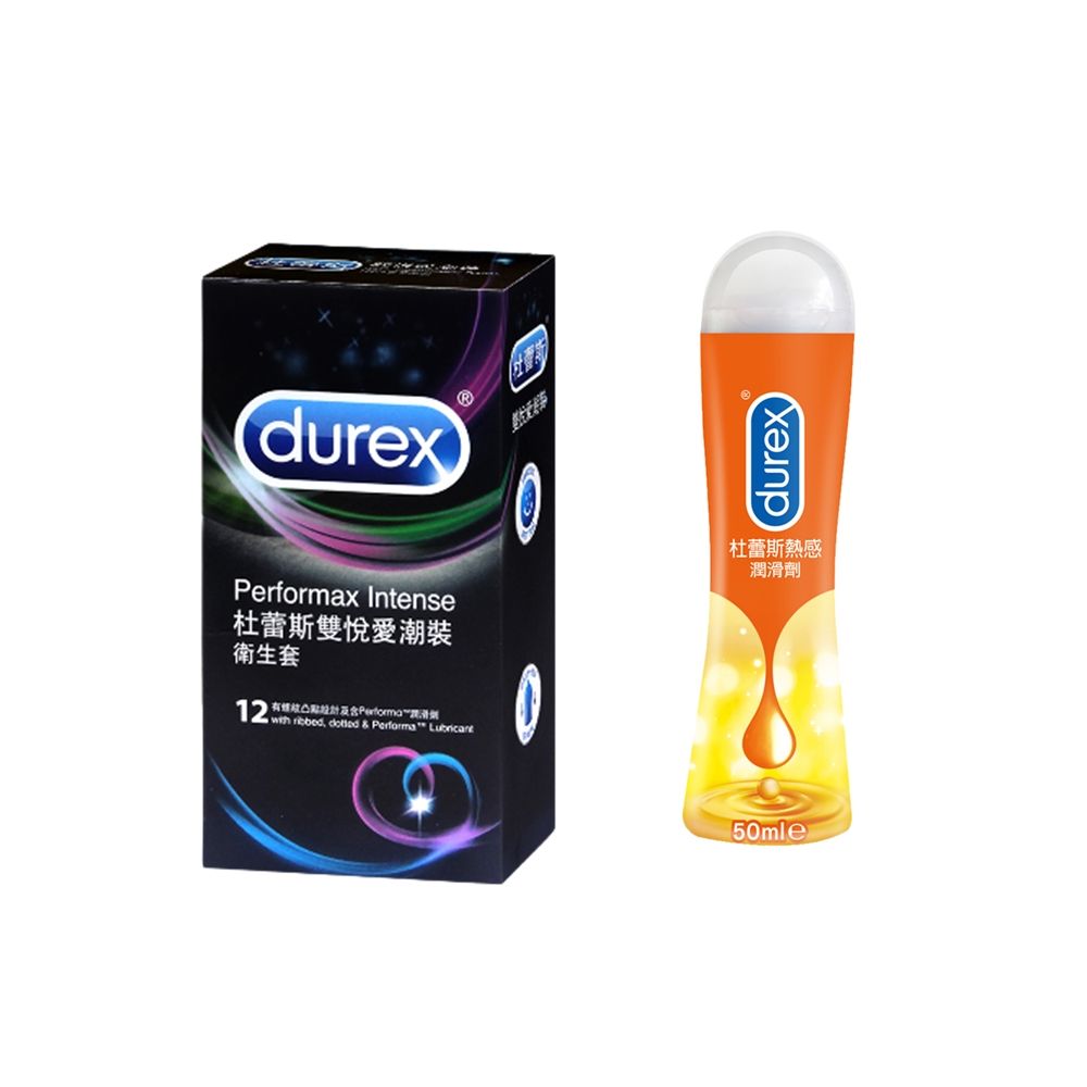 Durex 杜蕾斯 買一送一 雙悅愛潮裝12入 + 熱感潤滑劑50ml