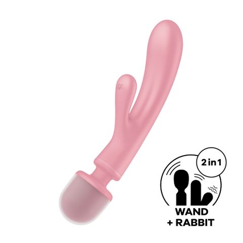 德國Satisfyer  Triple Lover 兔耳+AV 雙頭按摩棒(粉)