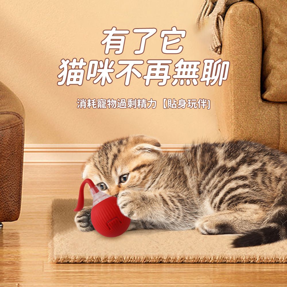  Petfun 寵物自動逗貓球 智能電動玩具球  引力跳跳球 滾滾球(貓狗自嗨解悶/矽膠耐咬)