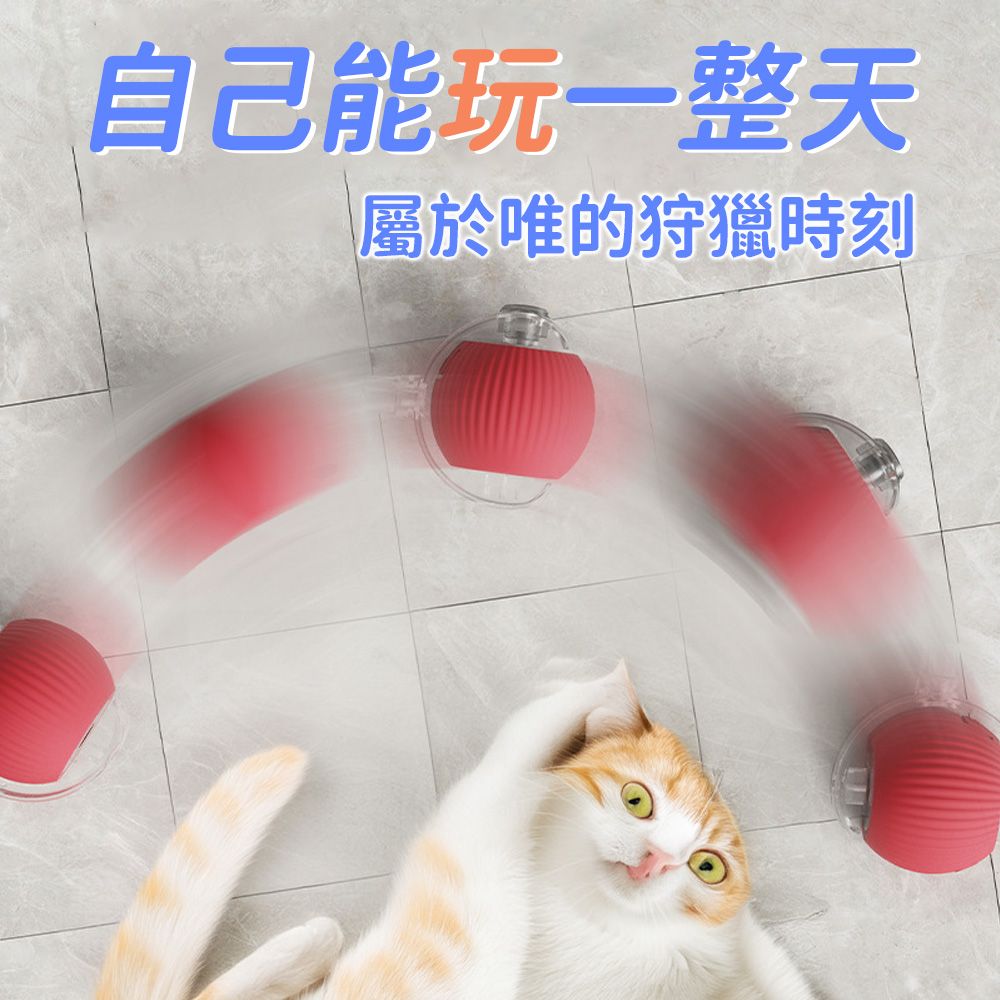  Petfun 寵物自動逗貓球 智能電動玩具球  引力跳跳球 滾滾球(貓狗自嗨解悶/矽膠耐咬)