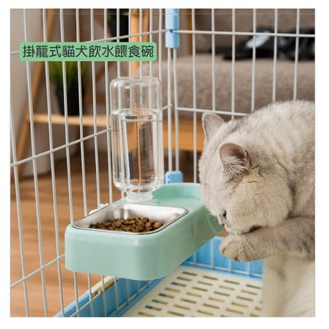 【寵物愛家】貓犬商品薄荷綠掛籠式寵物飲水餵食碗