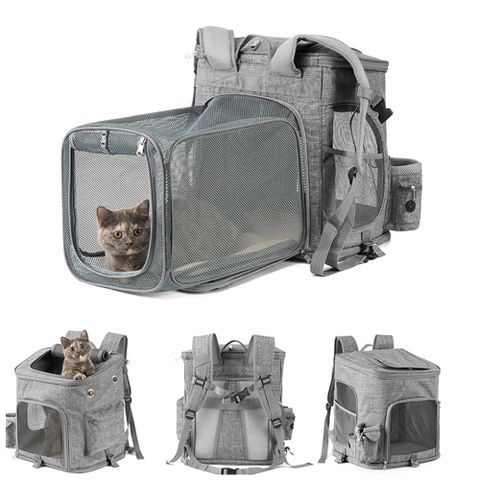 Pet Life 牛津布大容量透氣拓展設計寵物雙肩背包/外出寵物包