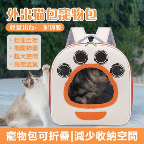 可折疊易收納貓咪透明背包外出便攜雙肩包手提包大空間寵物包