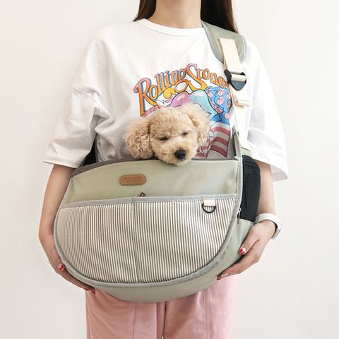 ParisDog 寵物外出條紋斜背包 L號