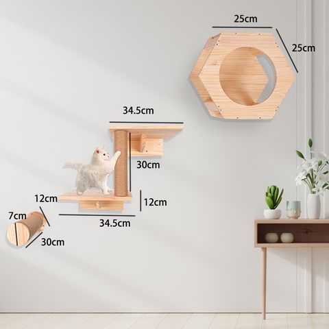 多功能組合實木貓爬架 壁掛式貓跳臺 貓抓柱 墻壁貓跳板 太空艙