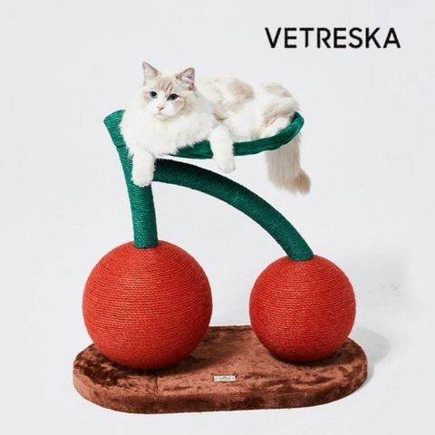 Vetreska 未卡 兩顆櫻桃貓爬架 (捷克!太神奇了 櫻桃葉將貓捧在手心裡 貓奴 造型款 可愛 室內布置)