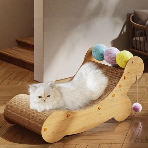 寵物愛家立式耐磨耐抓不掉屑彩球貓抓躺椅