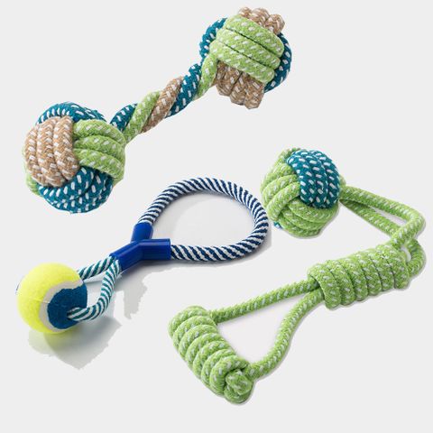 【寵物愛家】狗狗磨牙解悶耐咬棉繩球玩具3入組