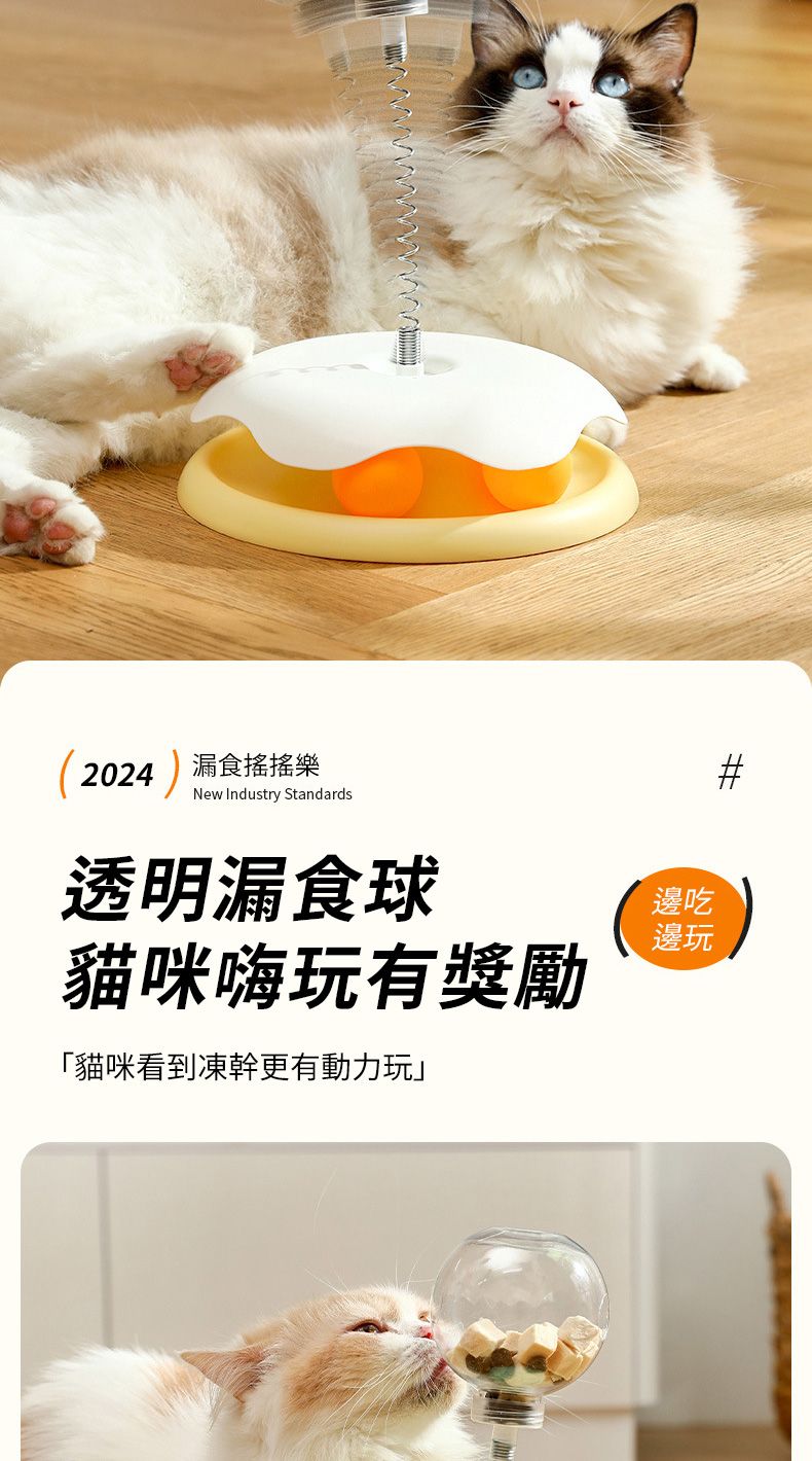 2024食搖搖樂New Industry Standards透明漏食球貓咪嗨玩有獎勵「貓咪看到凍幹更有動力玩」邊吃邊玩#