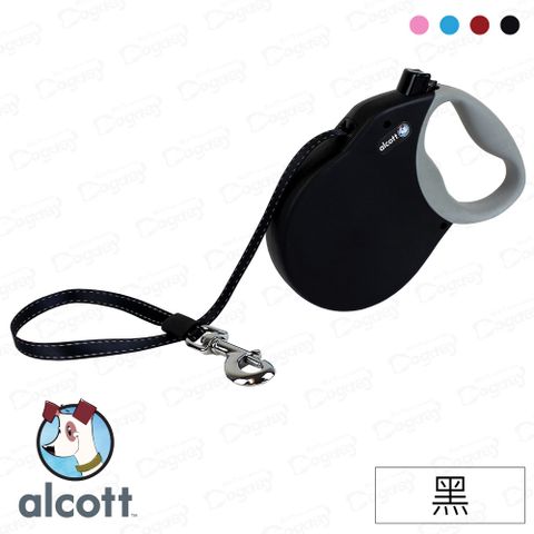 Alcott 遊樂客 狗日子美國探險家伸縮拉繩 [黑M] 中型犬專用 30KG以內