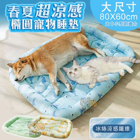大尺寸 春夏超涼感橢圓寵物睡墊(80X60cm) 中大型寵物 降溫涼墊 狗窩 狗床 貓窩 貓床