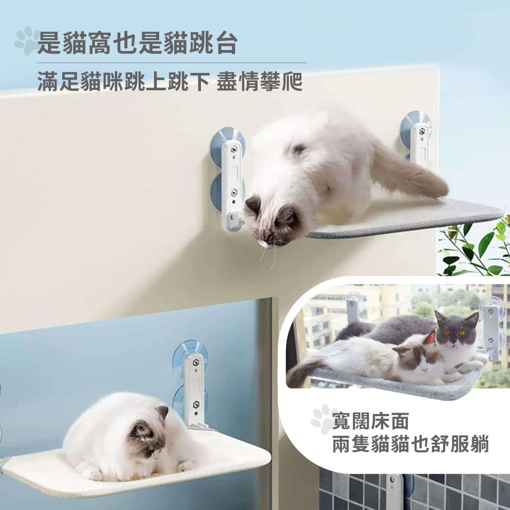 是貓窩也是貓跳台滿足貓咪跳上跳下 盡情攀爬寬闊床面兩隻貓貓也舒服躺