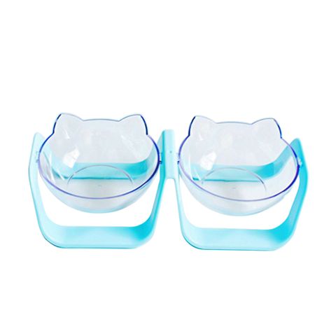 【Dido pets】15°可調節角度防摔寵物碗 餐具級PC材質-雙碗(PT104)