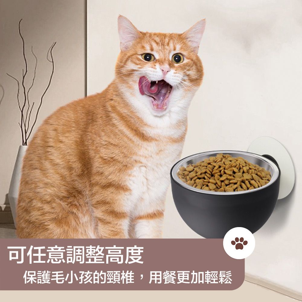 Pet Life  磁吸免彎腰防打翻易清理 不鏽鋼食盆/寵物飯碗 黑色