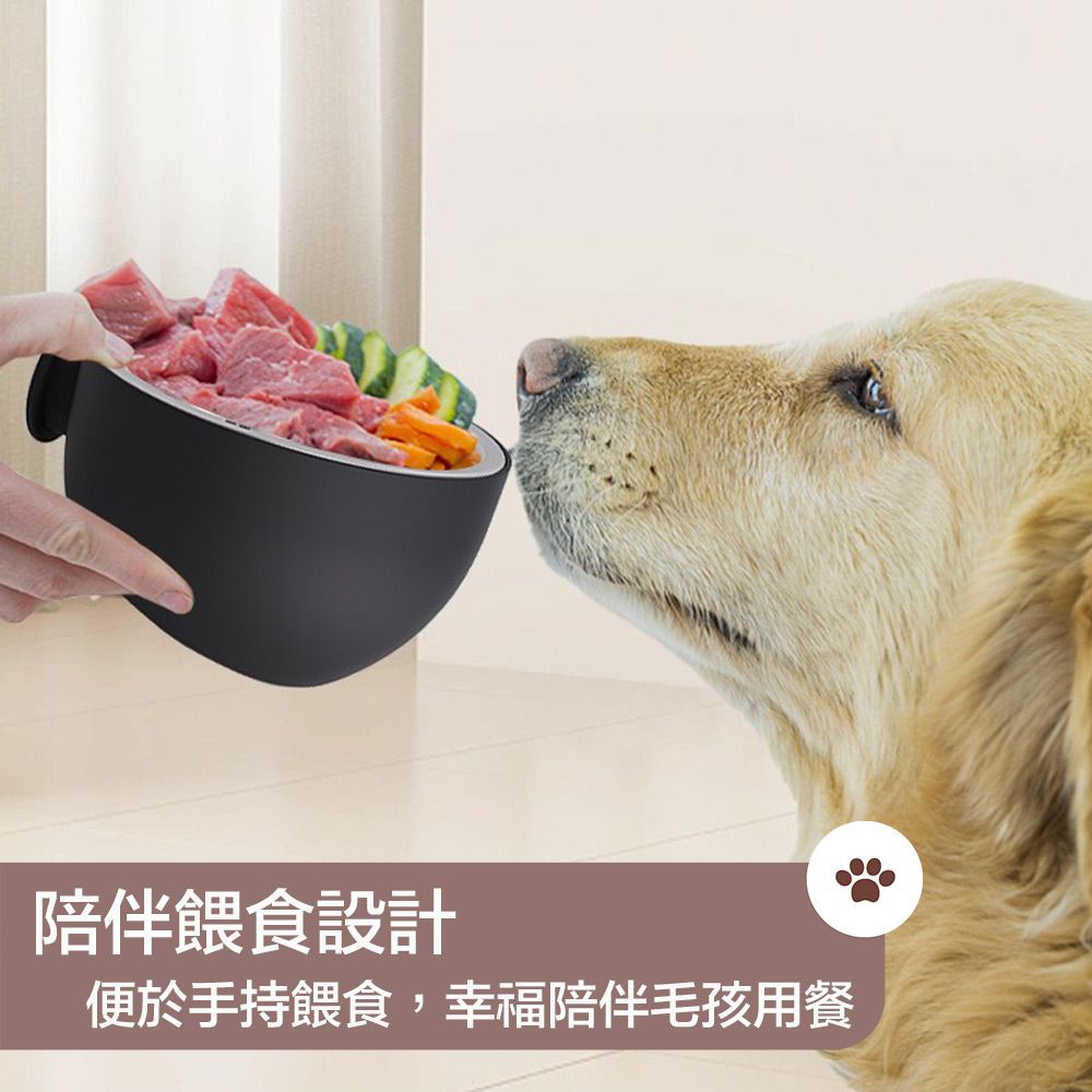 Pet Life  磁吸免彎腰防打翻易清理 不鏽鋼食盆/寵物飯碗 黑色