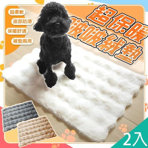 【藻土屋】2入-大尺寸-啵啵絨仿兔毛軟綿綿保暖寵物墊-E