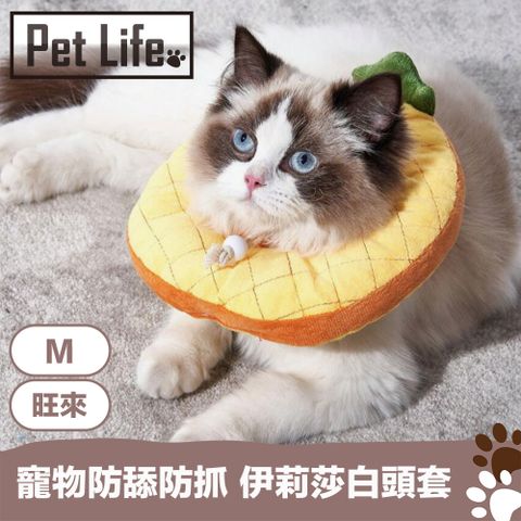 鬆軟質感 給毛孩舒適體驗PetLife 寵物防舔防抓羞羞圈/趣味水果造型 伊莉莎白頭套 旺來M