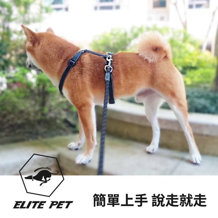 ELITE PET 反光寵物H型胸背帶 L號(紅/藍/黑)