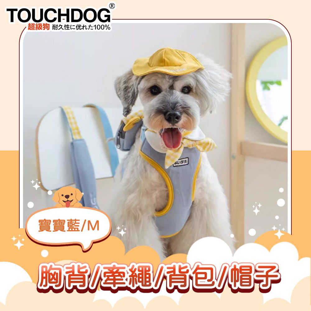 TOUCHDOG 超級狗 幼兒園系列胸背/牽繩/背包/帽子四合一組 寶寶藍 - PChome 24h購物