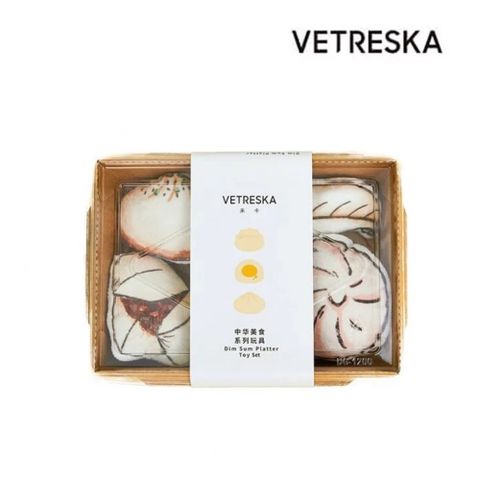 Vetreska 未卡 毛絨貓用玩具 中華美食 1組5入 含奶黃包 生煎包 叉燒包等 有趣又好玩