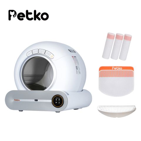 PETKO 佩可 智能貓砂機/貓砂盆_可APP遠端操控-清潔配件組合(贈垃圾袋x3/漏砂墊/控砂盒)