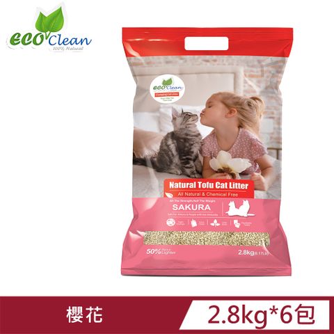 ■官方直營■【ECO艾可】天然草本輕質型豆腐貓砂-櫻花-6包/箱
