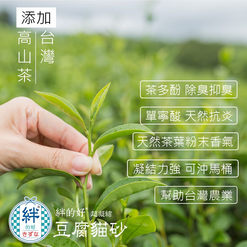  絆的好 豆腐貓砂 1.5mm原味+台灣高山茶 7L-5入組