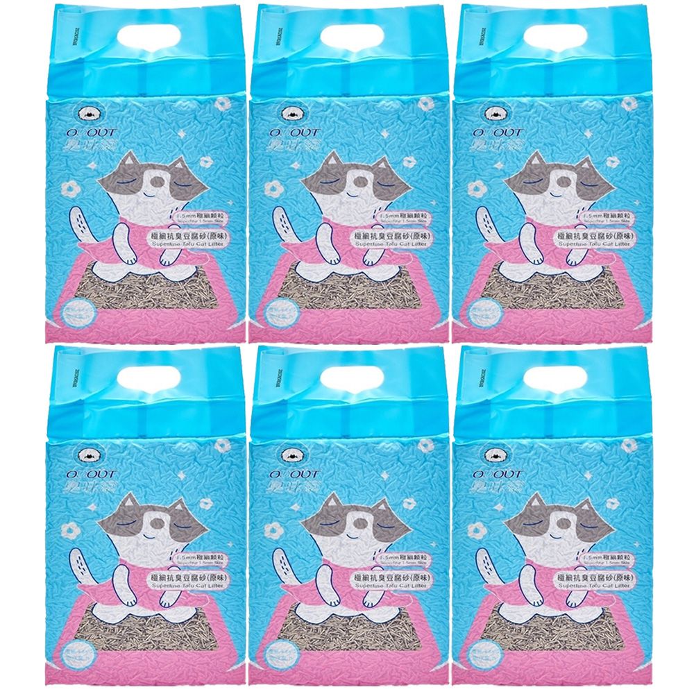 臭味滾 【6入組】ODOUT-極細顆粒1.5mm豆腐貓砂(原味) 7L約2.8KG