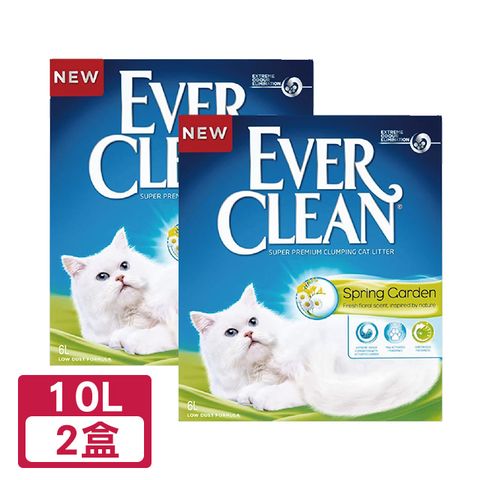 【2盒】【EverClean 藍鑽】強效凝結除臭貓砂10L(歐規) 花語香氛