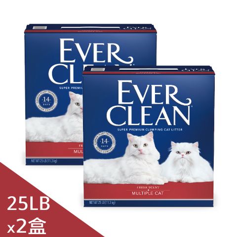 【EverClean 藍鑽】強效凝結除臭貓砂25lb 高效抗菌(兩入組)