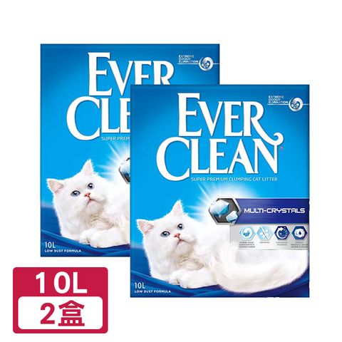 【2盒】【EverClean 藍鑽】強效凝結除臭貓砂10L(歐規) 水晶砂添加