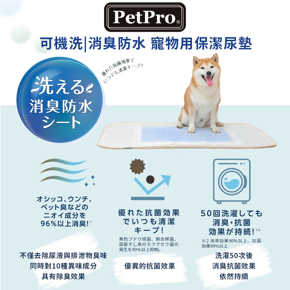  【PetPro】可洗寵物用消臭防水墊 S(50x60cm)